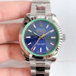 Replica Rolex Milgauss ETA2824 Stainless Steel Blue Dial Watch Swiss Made